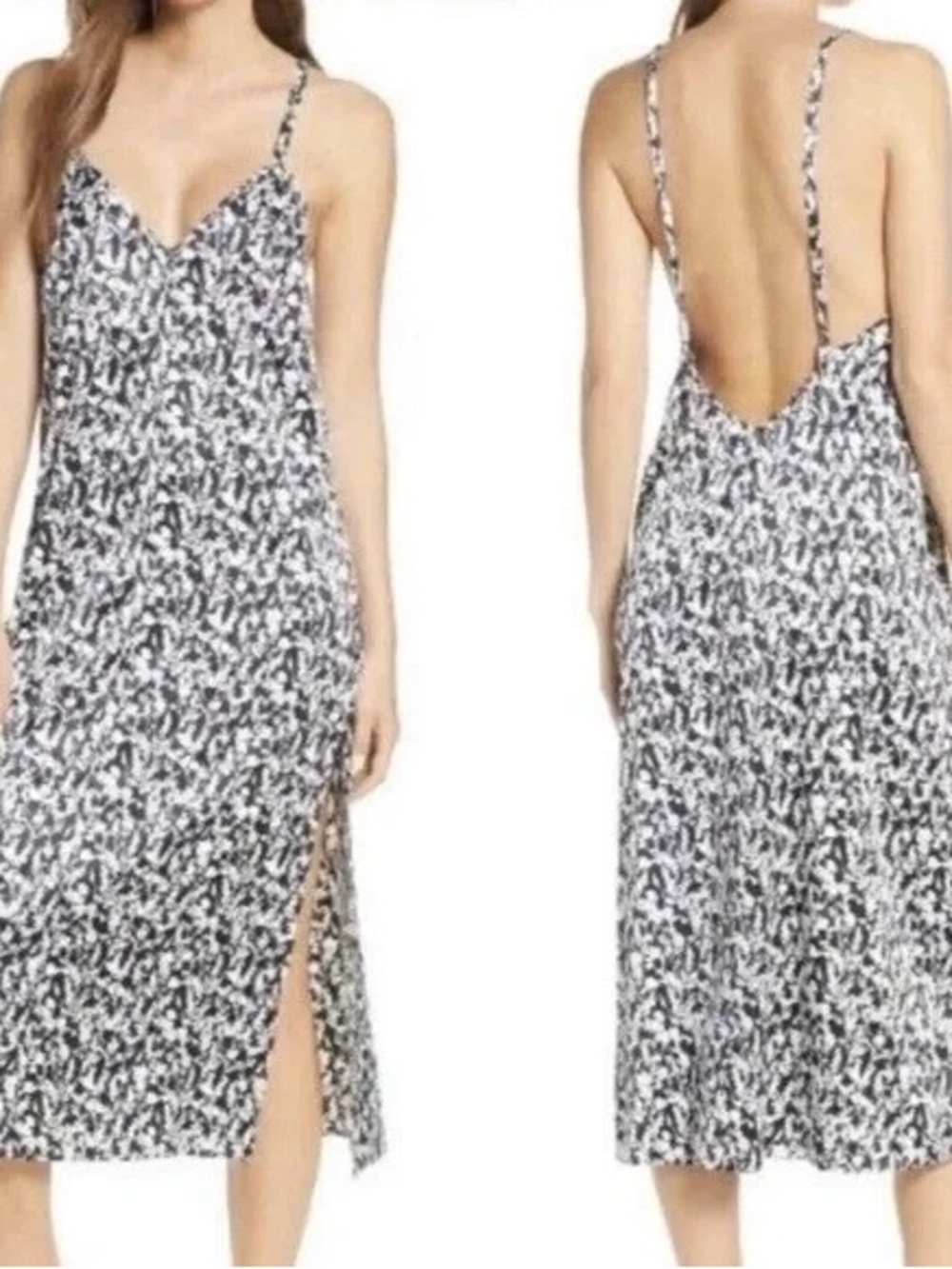 Something Navy Black & White Floral Slip Dress